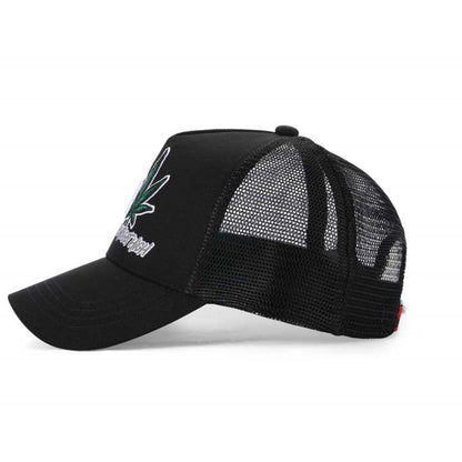 High-Crown 5-Panel “420” Embroidered Cap - Black