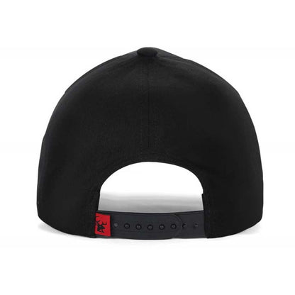 High-Crown 5-Panel Embroidered Leaf Cap-Black