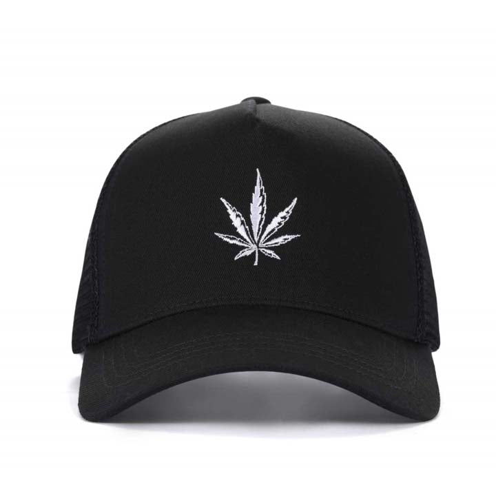 High-Crown 5-Panel Mesh Trucker Cap-Black