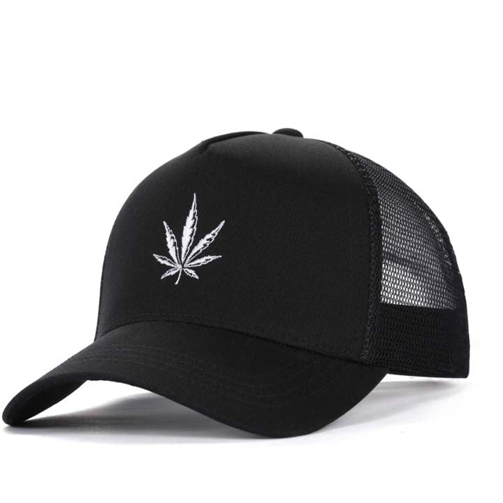 High-Crown 5-Panel Mesh Trucker Cap-Black
