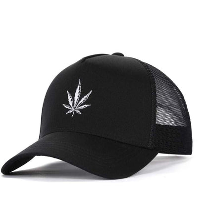 High-Crown 5-Panel Mesh Trucker Cap-Black