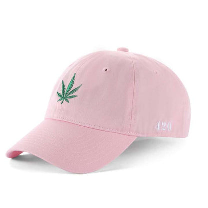 Low-Crown 6-Panel Embroidered Leaf Cap-Pink