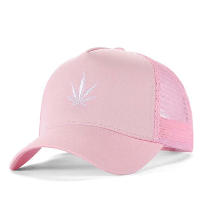 High-Crown 5-Panel Mesh Trucker Cap - Pink