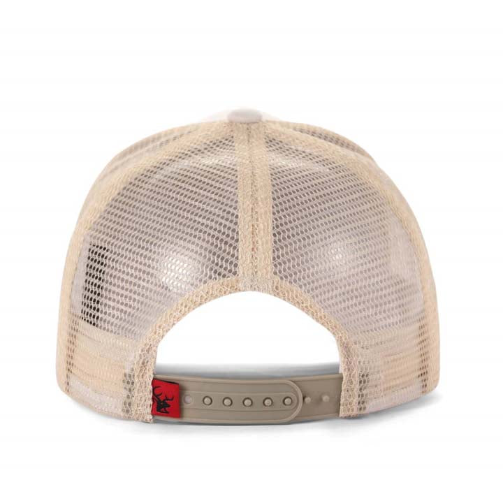 High-Crown 5-Panel Mesh Trucker Cap-Beige