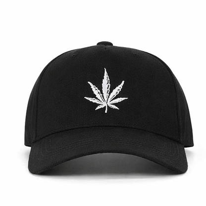 Low Crown Leaf Snapback Cap – Black