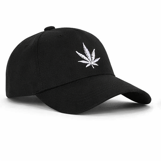 Low Crown Leaf Snapback Cap – Black