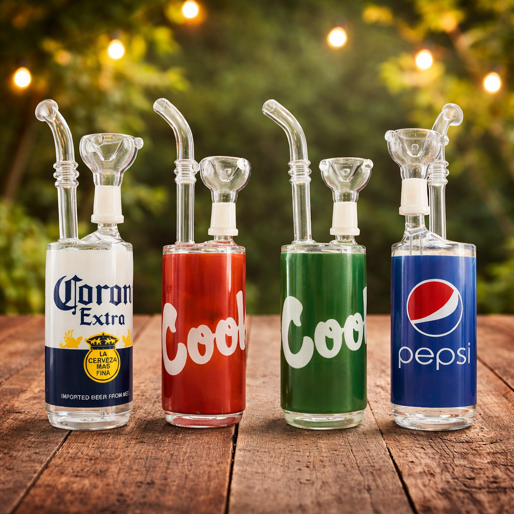 9" Mixed Glass Waterpipe with Built-In Stem – 14mm Female Bowl