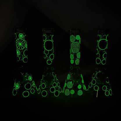 10" Glass Beaker Bong – Lollipops Design (Glow in the Dark)