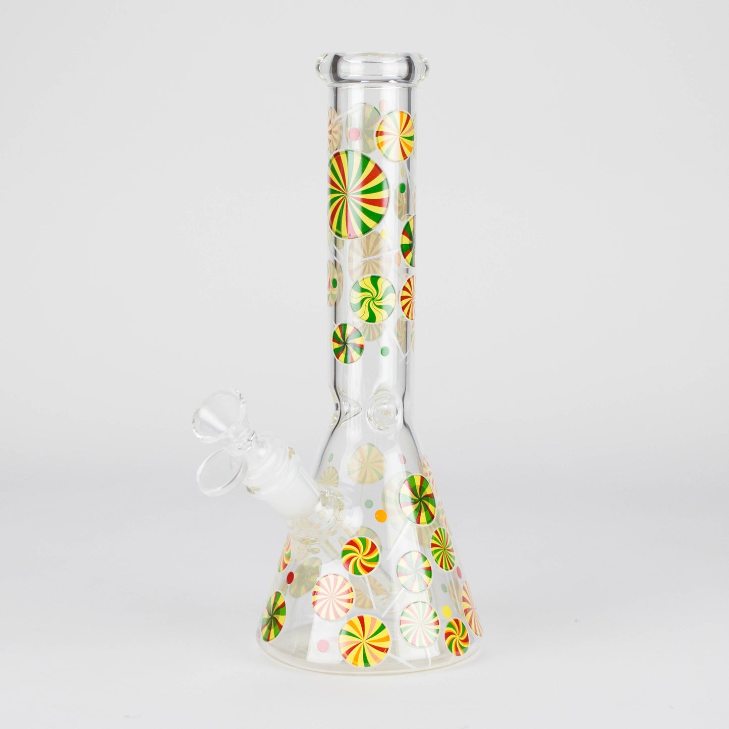 10" Glass Beaker Bong – Lollipops Design (Glow in the Dark)
