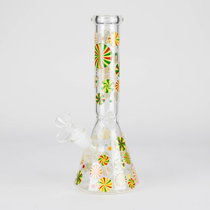 10" Glass Beaker Bong – Lollipops Design (Glow in the Dark)