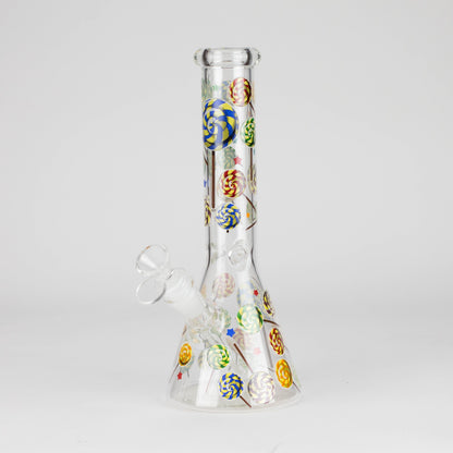 10" Glass Beaker Bong – Lollipops Design (Glow in the Dark)