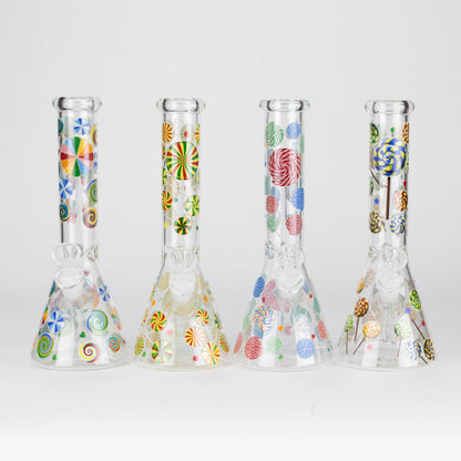 10" Glass Beaker Bong – Lollipops Design (Glow in the Dark)