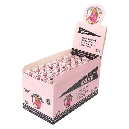 LADY HORNET | Pink King Size Pre-Rolled Cones – 3pcs/Pack, 32 Packs/Box