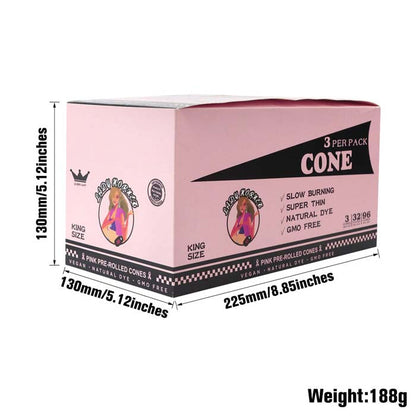LADY HORNET | Pink King Size Pre-Rolled Cones – 3pcs/Pack, 32 Packs/Box