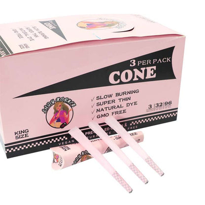LADY HORNET | Pink King Size Pre-Rolled Cones – 3pcs/Pack, 32 Packs/Box
