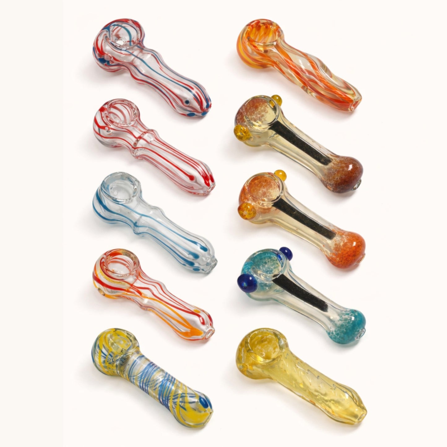 2.5" Double Glass Pipe – 2-Pack (Assorted Mixed Colors)