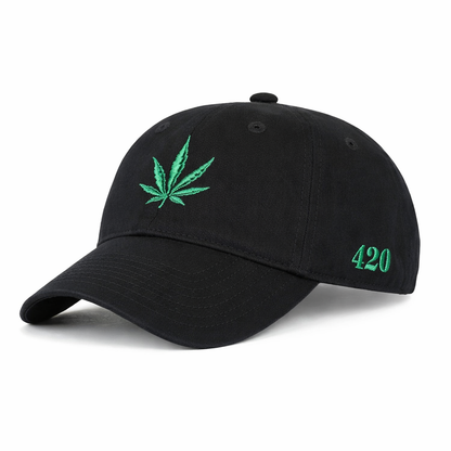 Mid Crown Embroidered 420 Leaf Cap – Classic Street Fit