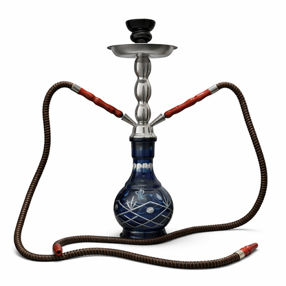 18" Traditional Dual Hose Glass Hookah – Classic Engraved Design