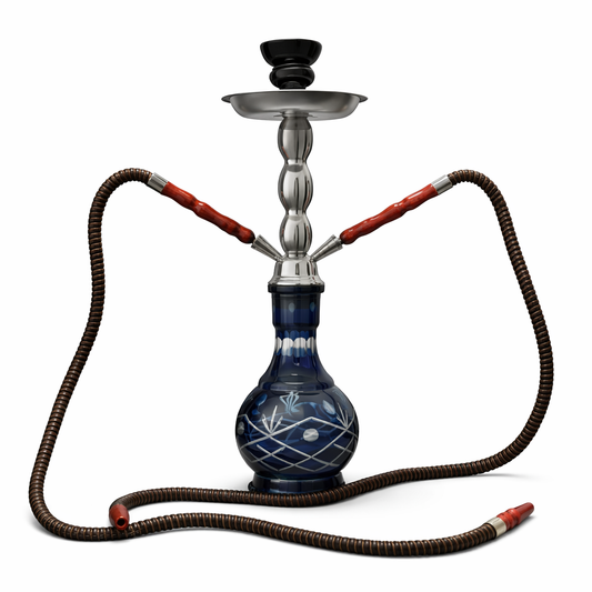 18" Traditional Dual Hose Glass Hookah – Classic Engraved Design