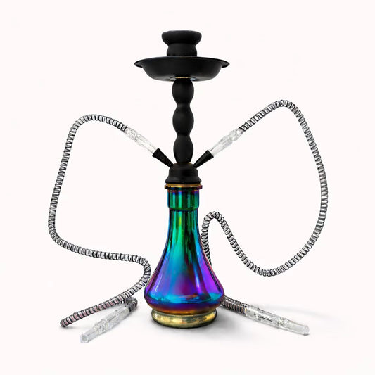 18" Dual-Hose Iridescent Glass Hookah