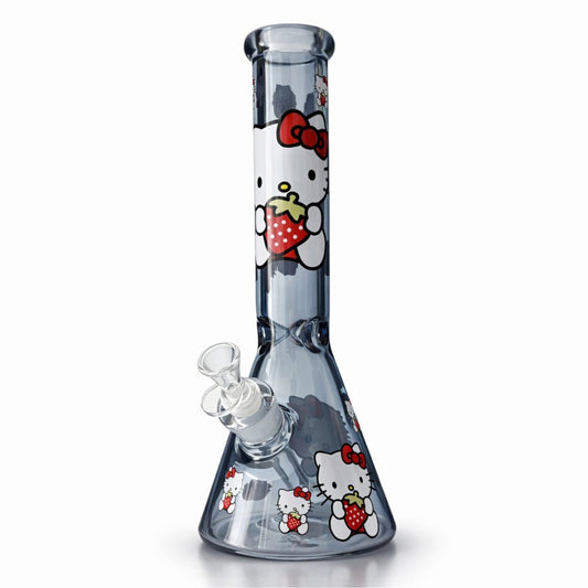 14" 7mm Pink Kitty Graphic Beaker Bong