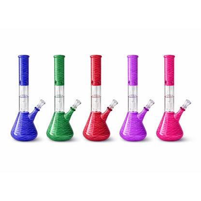 12” Dual Chamber Showerhead Perc Beaker Bong – Assorted Colors