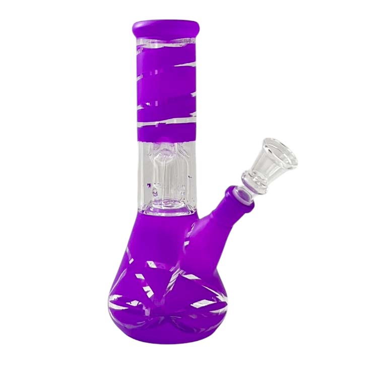 8” Color Spiral Beaker Bong – Built-In Perc
