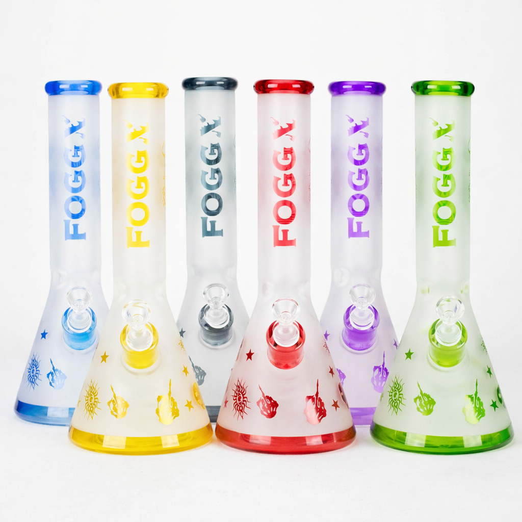 FOGGX | 14" Sandblasted Frosted Small Skull Beaker Glass Water Pipe – 7mm Thick [FT1649ATS]