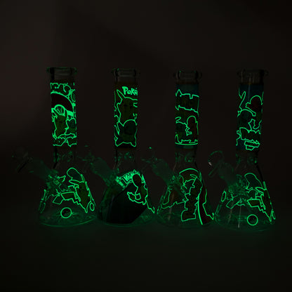 10" 5mm Glass Beaker Bong with Cartoon Design