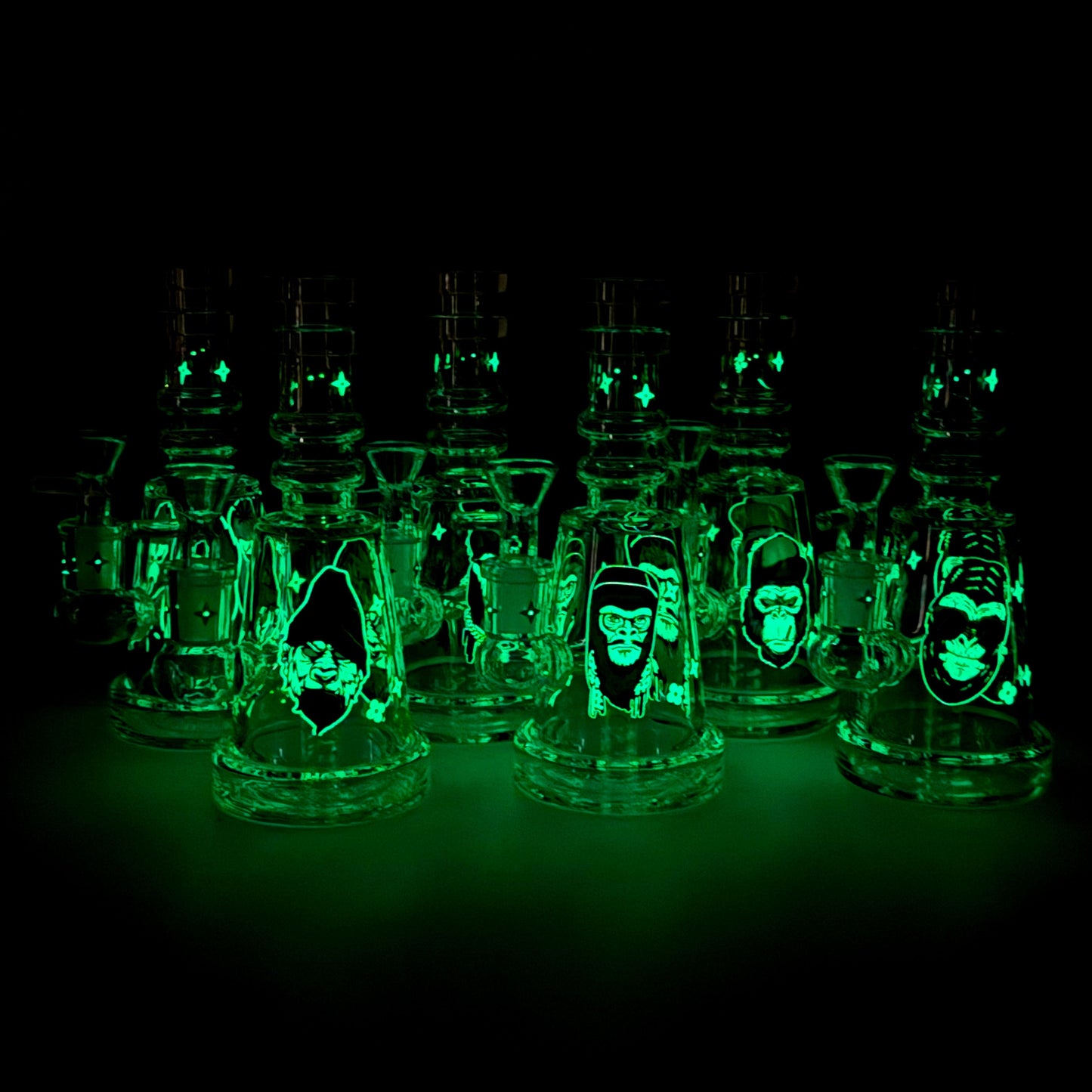 6.5" Gorillux Glow in the dark Glass Bong
