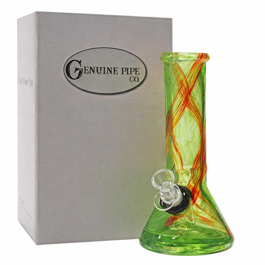 Genuine Pipe Co | 8" Beaker Base Premium Softglass Bong (Green)