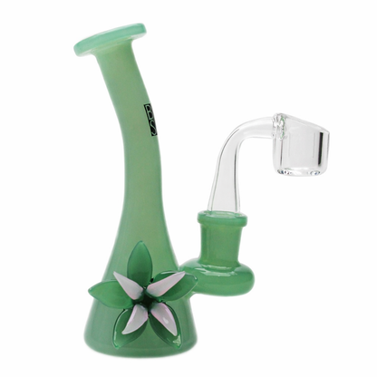BoroSci | 5.5" Bent Neck Flower Mini Beaker with Banger Glass Rig