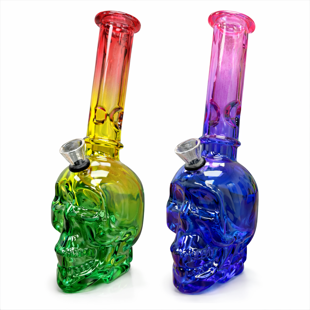8″ Skull Glass Bong – Metallic Finish [GP2046]