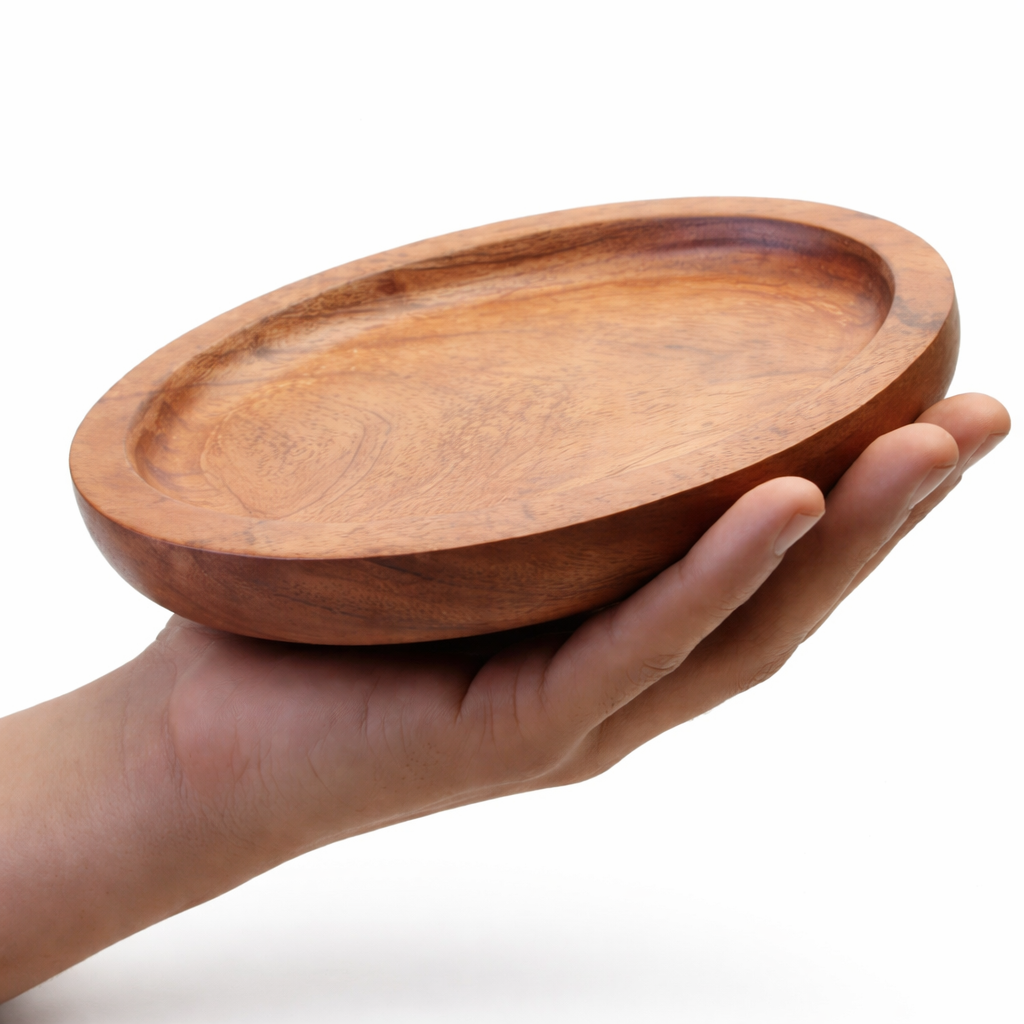 TBBC | Natural Hardwood oval Rolling Tray