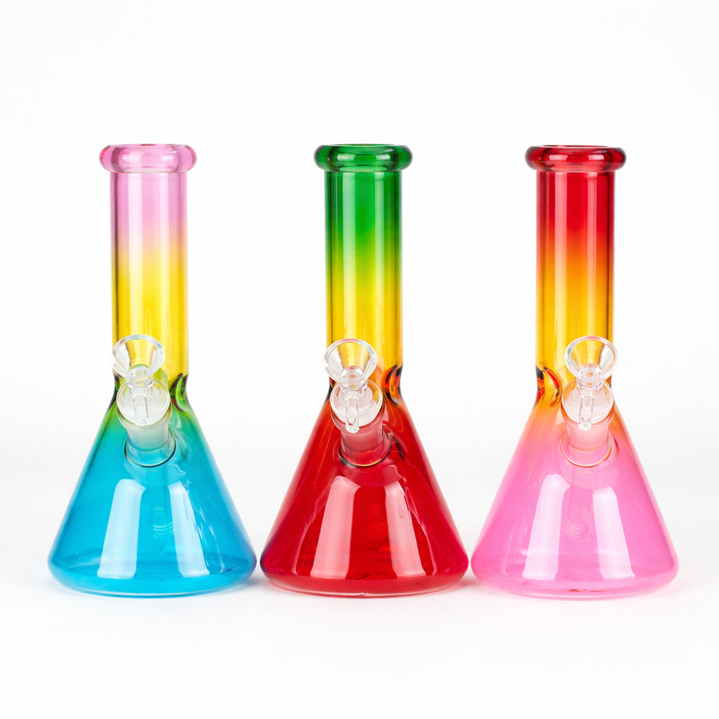 8" Three-Tone Color Glass Beaker Bong