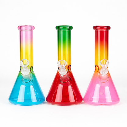 8" Three-Tone Color Glass Beaker Bong