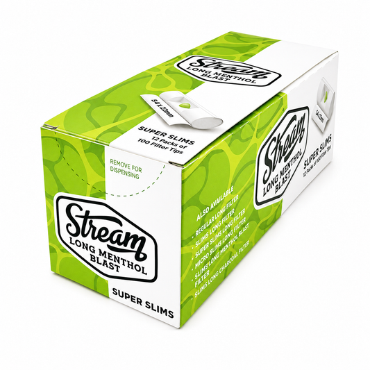 STREAM | Super Slims Long Menthol Blast RYO Filter - 12 Bags (Menthol Capsule Type)