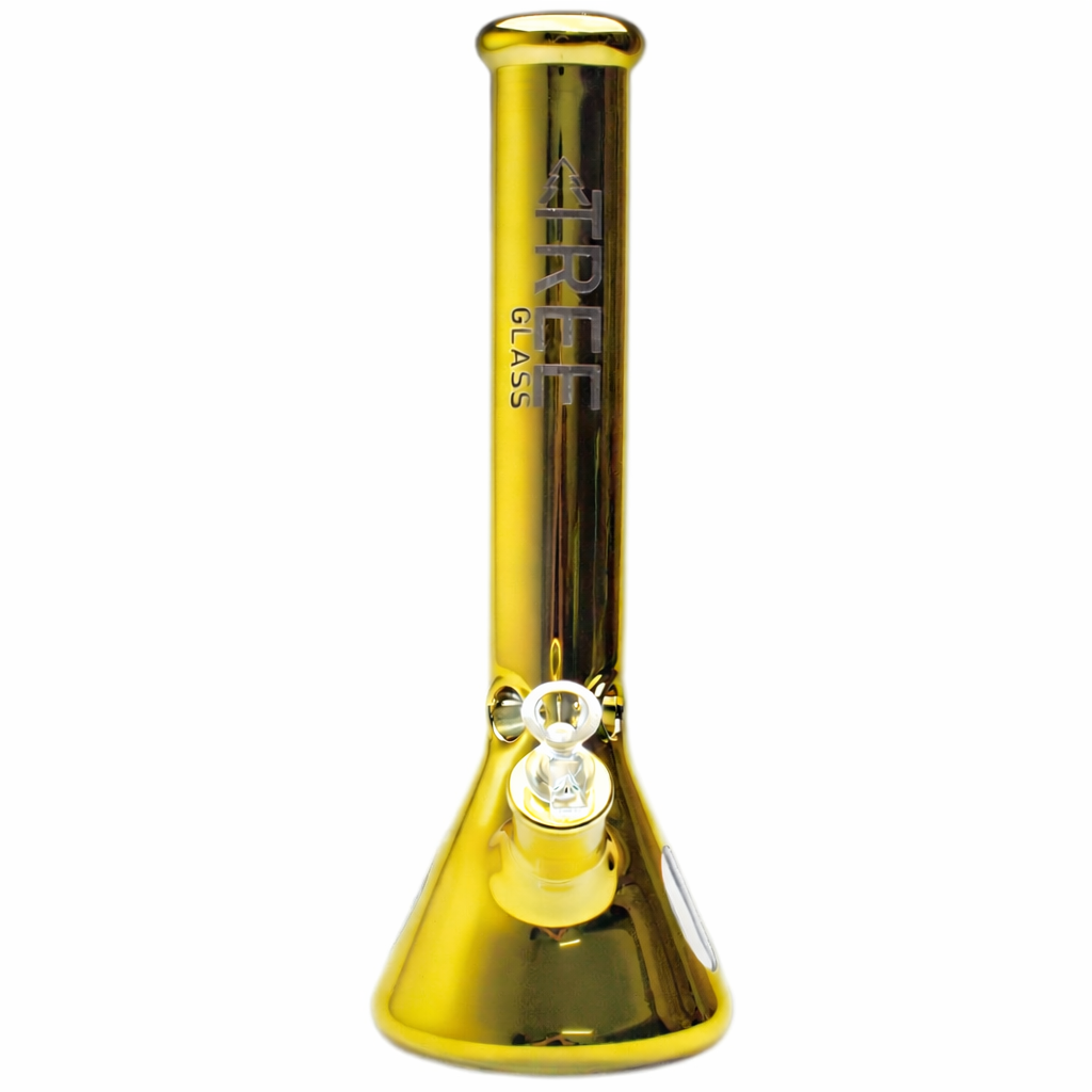 Tree Glass | 15" 7mm Beaker Gold Glass Bong