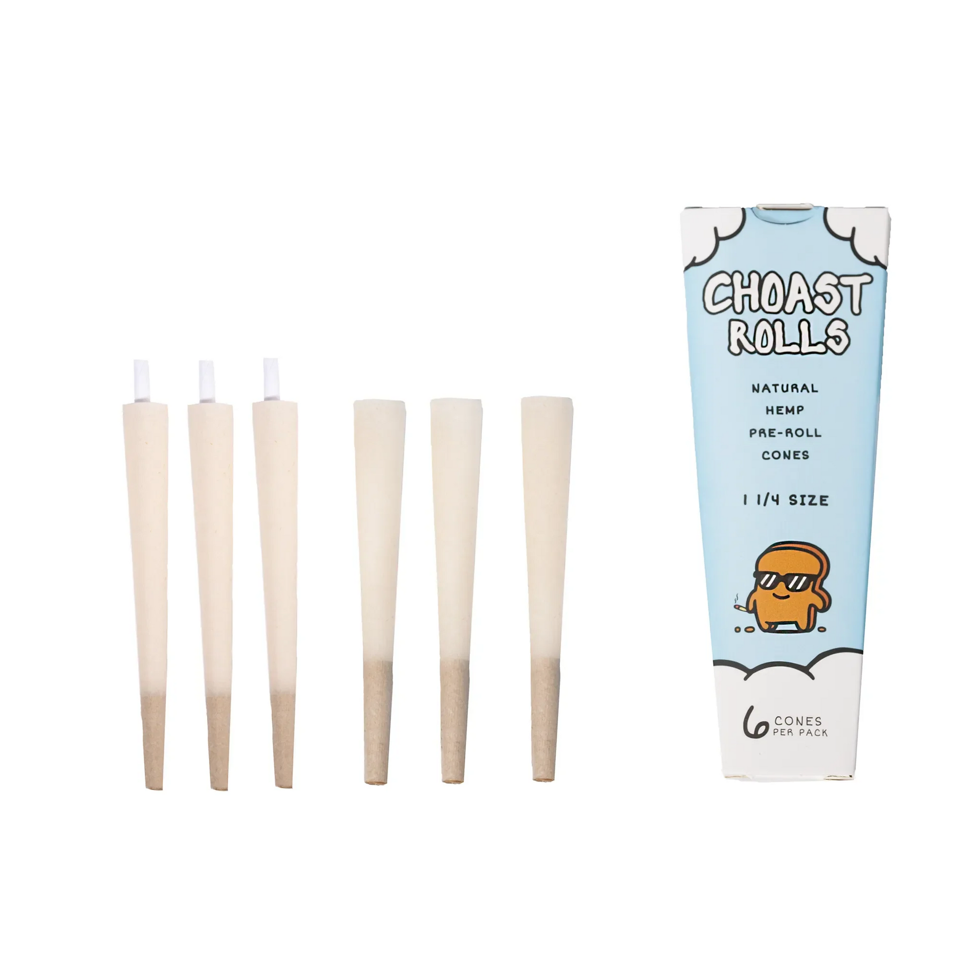 Choast Rolls | 6 Pack 1 1/4 Hemp Cones - 15 Packs Per Box | Made In France_1