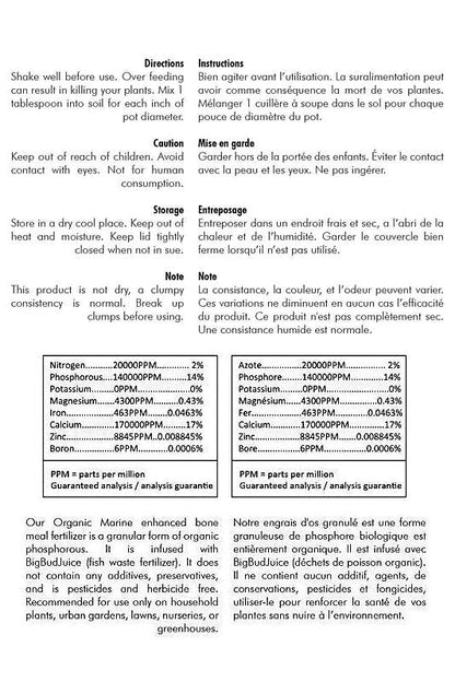 BudJuice - Grow 2-14-0 Organic Fertilizer Bone Meal based Phosphorus