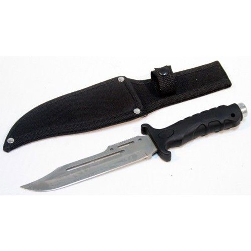 10.5″ Hunting Knife Black Handle and Black Sheath [6418]