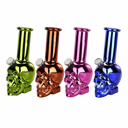 6″ Chrome Reaper Skull Edition Mini Glass Bong – Metallic Finish [JBLMIN-05-16]