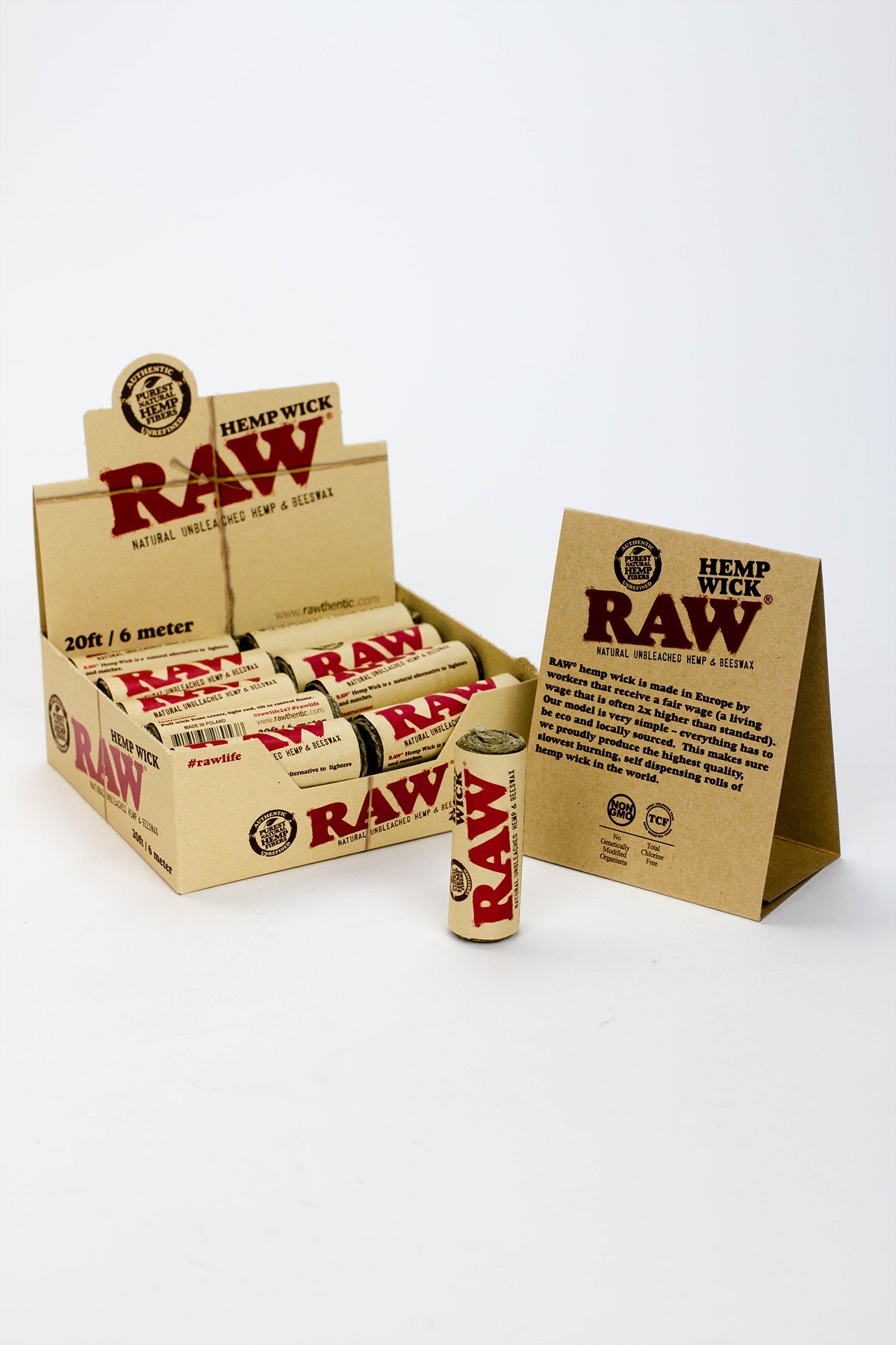 Raw Hemp Wick 20 ft / 6m Display of 20