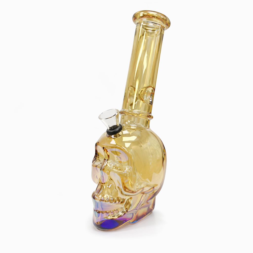 8″ Skull Glass Bong – Metallic Finish [GP2047]