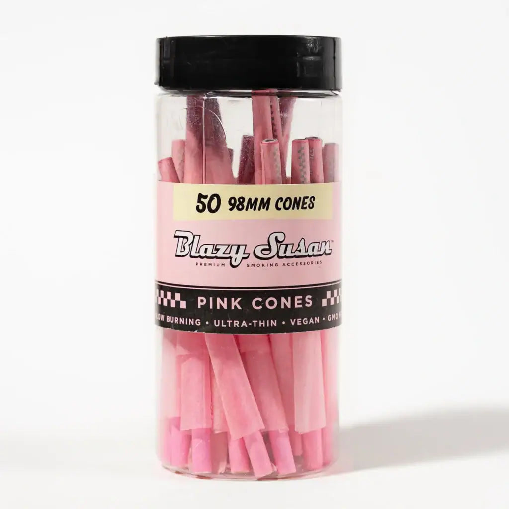 Blazy Susan | Pink Pre-Rolled Cones – 98mm - 50-Count Jar