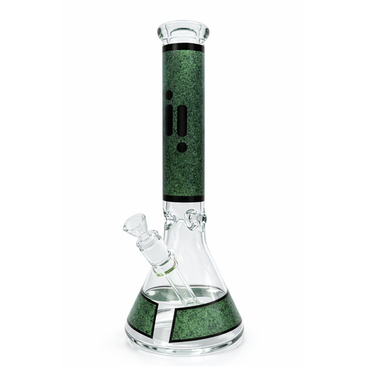 Infyniti | 14" Feather Print beaker 7 mm glass bong [GP1735]