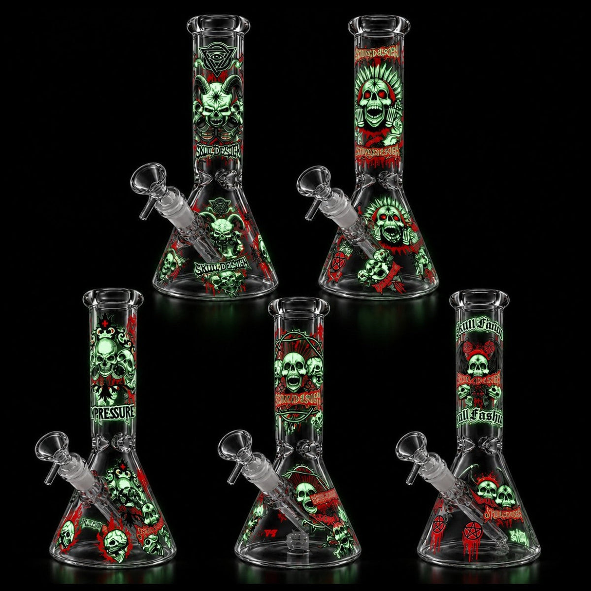 10" Glow-in-the-Dark Skull Graphic Beaker