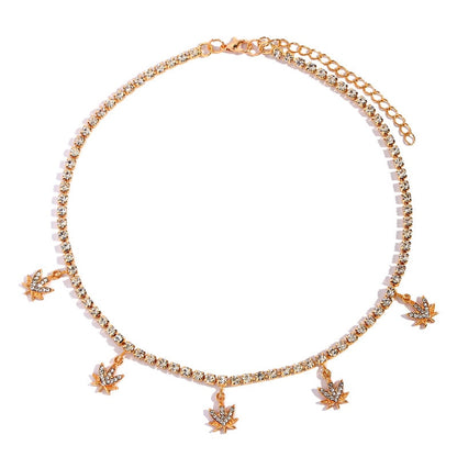 Leaf Crystal Pendant Necklace