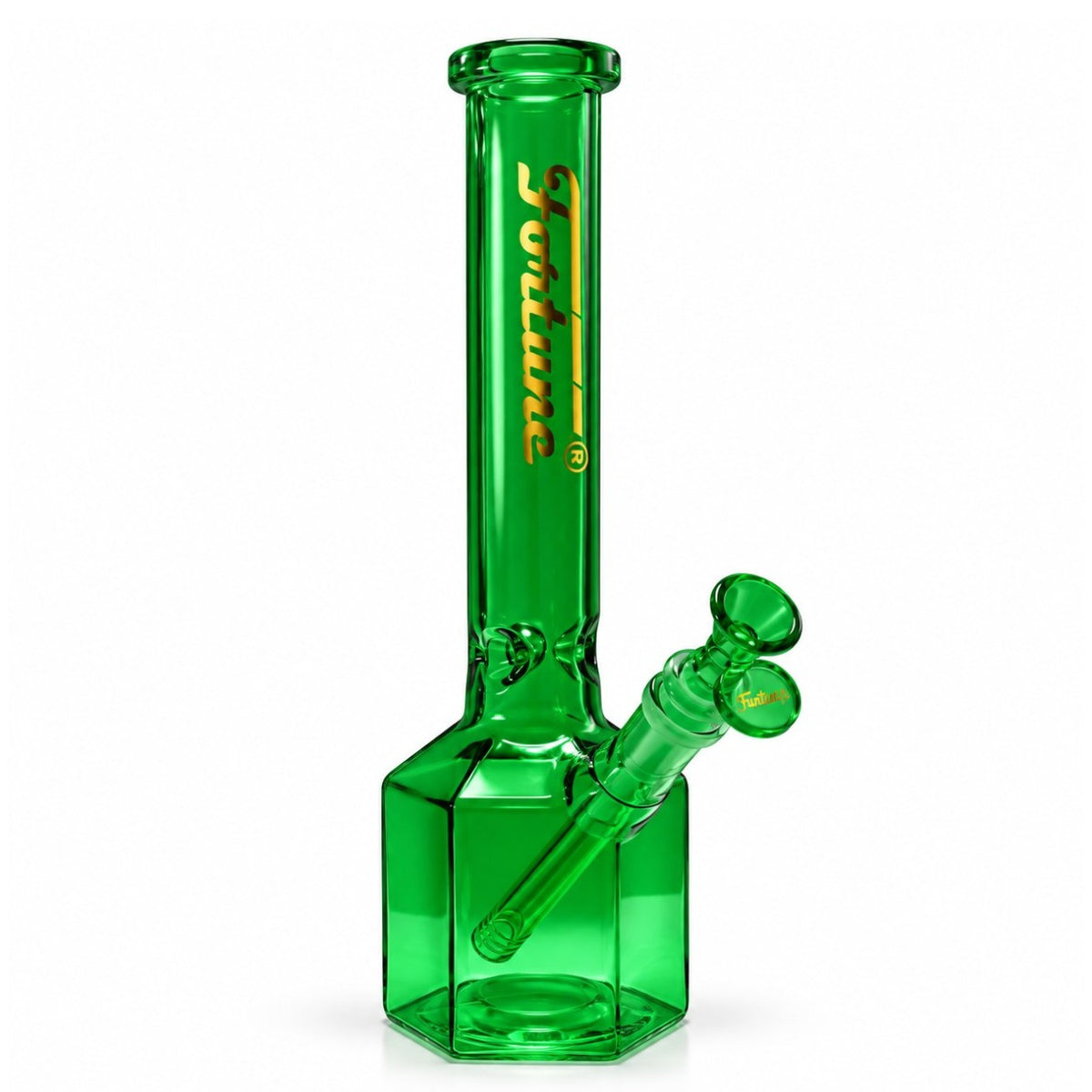 Fortune | 12" Full Color Hex Base Glass Water Pipe – 5mm