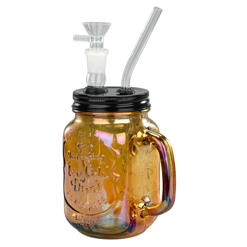 TOPPUFF® | 5.5″ Mason Jar Glass Bong – Surface Plating Colors [JTOP01.1005]